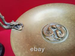 Pair of bronze and marble scissors signed J Moigniez with lizard and grasshopper decoration