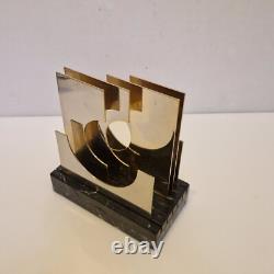 Paola Martelli Abstract Sculpture Bronze and Marble Signed Space Age