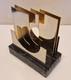 Paola Martelli Abstract Sculpture In Bronze And Marble, Signed, Space Age