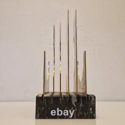 Paola Martelli Abstract Sculpture in Bronze and Marble, Signed, Space Age