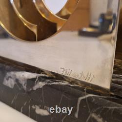 Paola Martelli Abstract Sculpture in Bronze and Marble, Signed, Space Age