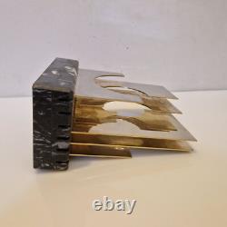 Paola Martelli Abstract Sculpture in Bronze and Marble, Signed, Space Age