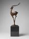 Patinated Bronze Art Deco Deer Sculpture Signed Coenrad On Marble-effect Base