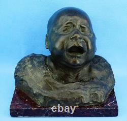 Pietro Ceccarelli, bronze and marble sculpture, newborn bust, first cry