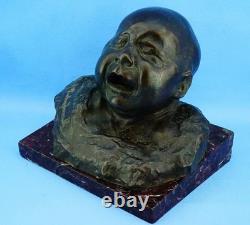 Pietro Ceccarelli, bronze and marble sculpture, newborn bust, first cry