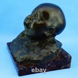 Pietro Ceccarelli, bronze and marble sculpture, newborn bust, first cry Pietro Ceccarelli, bronze and marble sculpture, newborn bust, first cry