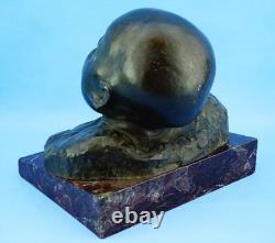 Pietro Ceccarelli, bronze and marble sculpture, newborn bust, first cry