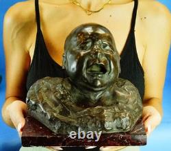 Pietro Ceccarelli, bronze and marble sculpture, newborn bust, first cry