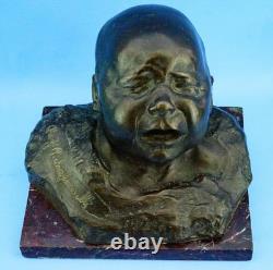 Pietro Ceccarelli, bronze and marble sculpture, newborn bust, first cry