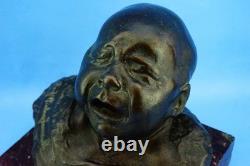Pietro Ceccarelli, bronze and marble sculpture, newborn bust, first cry