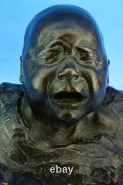Pietro Ceccarelli, bronze and marble sculpture, newborn bust, first cry