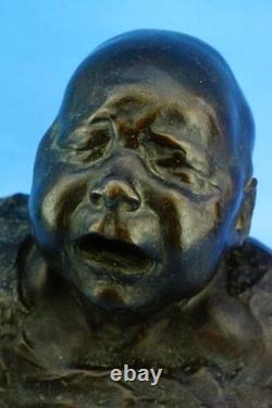 Pietro Ceccarelli, bronze and marble sculpture, newborn bust, first cry
