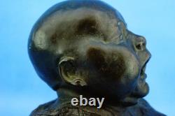 Pietro Ceccarelli, bronze and marble sculpture, newborn bust, first cry