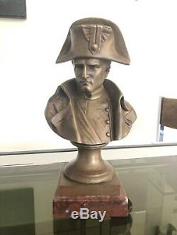 Pinedo Old Bronze Bust Of Napoleon Sign Marble