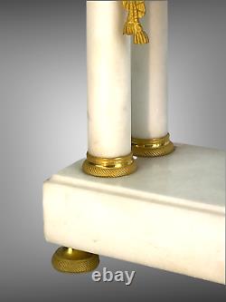 Portic Pendulum Epoque Empire In Marble And Golden Bronze Dial Signed 43 CM