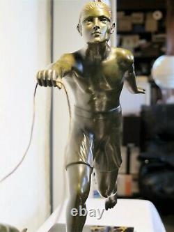Rare And Large Sculpture Art Deco Signed J. Brault Marble And Bronze French Statue