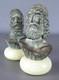 Rare Beautiful Statues Busts Marble Powder Patinated Bronze Signed Onyx Base