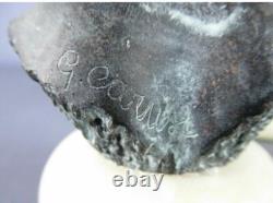 Rare Beautiful Statues Busts Marble Powder Patinated Bronze Signed Onyx Base