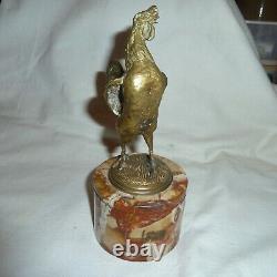 Rare Bronze Animalier A Coq Signed Jules Moigniez Period 19écle Br And Marbr