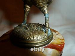 Rare Bronze Animalier A Coq Signed Jules Moigniez Period 19écle Br And Marbr