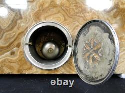 Rare George Lavroff Clock in Silvered Bronze, Marble & Onyx, Art Deco, Signed