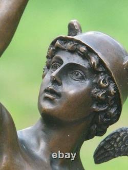 Rare Superb Sculpture of Mercury / Hermes Signed B Cellini Marble Base Gift