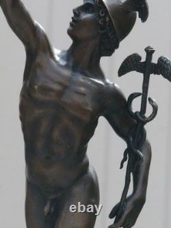 Rare Superb Sculpture of Mercury / Hermes Signed B Cellini Marble Base Gift