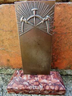 Reliquary Former Heart Sacre Of Jesus Signed E. J Vezien Bronze/ Marbre Griotte