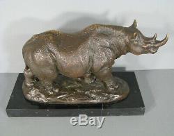 Rhino Contemporary Sculpture Signed Bronze Bubian Statue Animalière