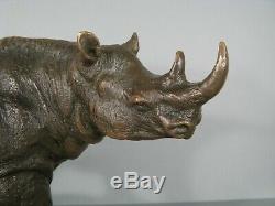 Rhino Contemporary Sculpture Signed Bronze Bubian Statue Animalière