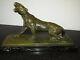 Roaring Lion, Bronze Sculpture By Norga. On Marble Base 51 X 18 Cm