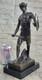 Roman Bronze God Warrior Statue Signed Art Figurine Marble Base Decor