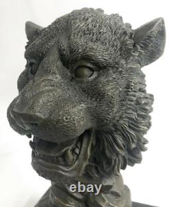 Royal Lion Head Bronze Sculpture Signed by Milo with Marble Base