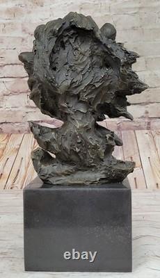 Royal Lion Head Bronze Sculpture by Barye on Marble Base