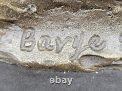 Royal Lion Head Bronze Sculpture by Barye on Marble Base