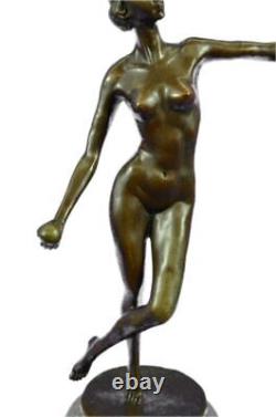 Russian Artist Sign Tourgueneff Chair Girl Bronze Statue Marble Base Nr