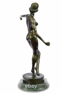 Russian Artist Tourgueneff Chair Girl Bronze Statue Marble Base Nr