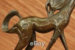Salvatore Dali Signed Modern Abstract Horse Bronze Sculpture Marble Gift