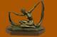 Scarf Dancer Pure Bronze Art Deco Signed Mirval Sculpture Statue Marble