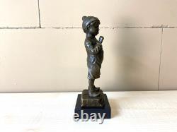Sculpture Boy with a Cigarette in Bronze on Marble after Schmidt Felling
