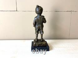 Sculpture Boy with a Cigarette in Bronze on Marble after Schmidt Felling