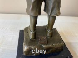 Sculpture Boy with a Cigarette in Bronze on Marble after Schmidt Felling