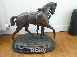 Sculpture Bronze Horse Winner The Edgar Bertram 20.4 KG Marble Hippisme