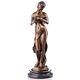 Sculpture Girl With Dove In Bronze Art Nouveau Style On Black Marble