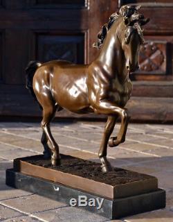 Sculpture / Medici Horse Bronze On Marble Base Signed -nachguss