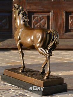 Sculpture / Medici Horse Bronze On Marble Base Signed -nachguss