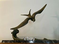 Sculpture Seagull Model In Bronze Attributed To G Garreau Circa 1930 Marble Base