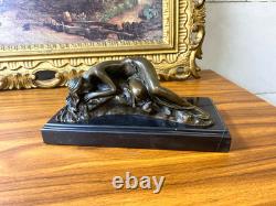 Sculpture Sleeping Beauty on a black marble base after Milo