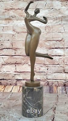 Sculpture/Statue In Genuine Bronze/Marble Modern Art Nude Woman Signed JUNO