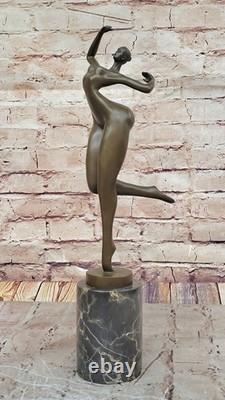 Sculpture/Statue In Genuine Bronze/Marble Modern Art Nude Woman Signed JUNO